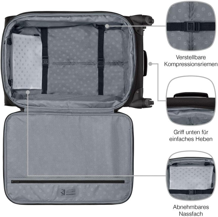 WENGER Sion Medium Weichschalenkoffer mit 4 Rollen, Trolley, Mittelgross, 72 (82) l, Erweiterbar, Da
