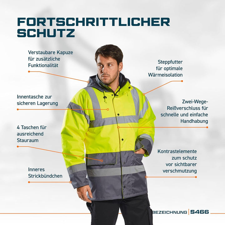 Portwest Warnschutz Kontrast Traffic-Jacke, Grösse: XXXL, Farbe: Gelb/Schwarz, S466YBRXXXL YeBk 3 XL