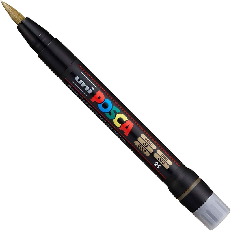 Posca Uni PCF-350 Lackstift mit Pinselspitze – Stoffglas-Metallstift – die 6 beliebtesten Farben