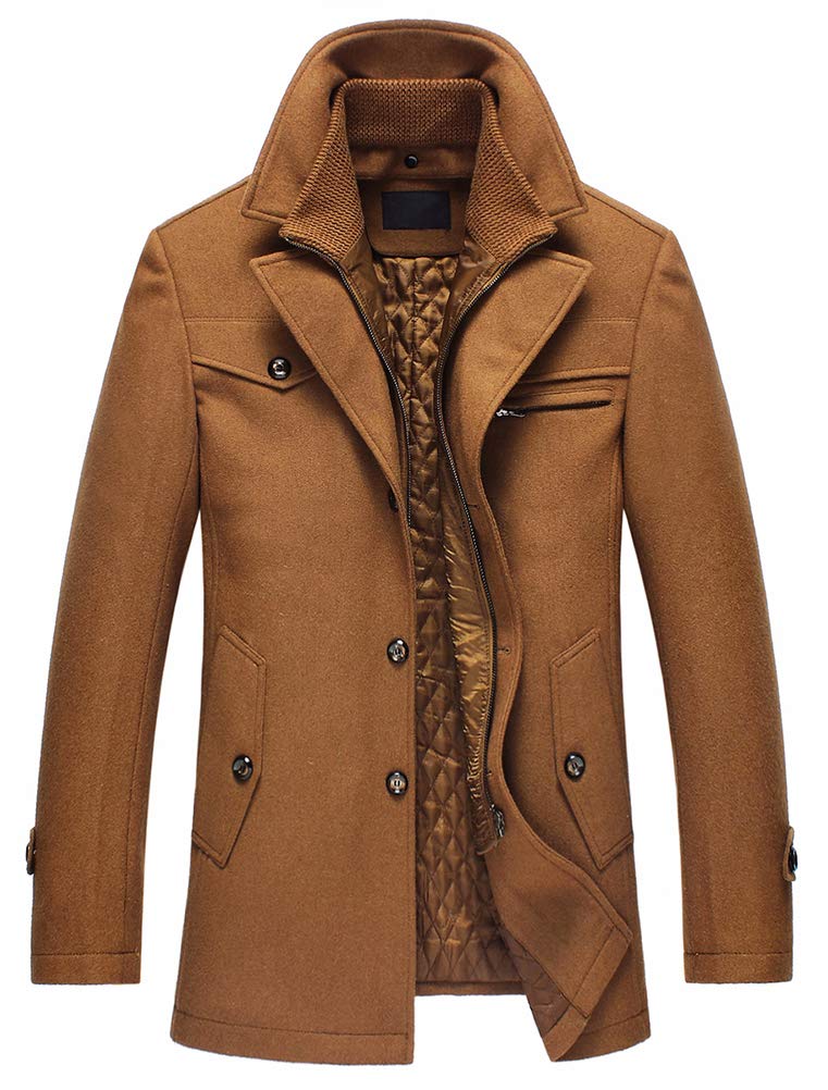 Lavnis Herren Warm Wollmantel Stehkragen Wintermantel Kurzmantel Winter Jacke Business Freizeit M St