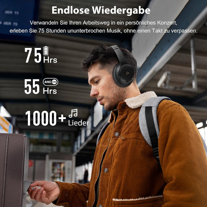 1Mii Over Ear Kopfhörer kabelloser Bluetooth, LDAC Hi-Res Audio, Hybrid Active Noise Cancelling Kopf