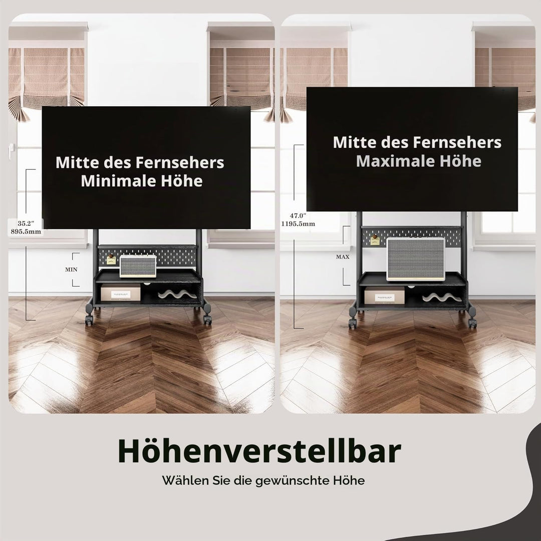 FITUEYES TV Ständer Rollbar Fernsehständer mit Rollen Bodenständer TV Rollwagen für 40-85 Zoll Ferns
