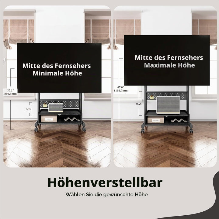 FITUEYES TV Ständer Rollbar Fernsehständer mit Rollen Bodenständer TV Rollwagen für 40-85 Zoll Ferns