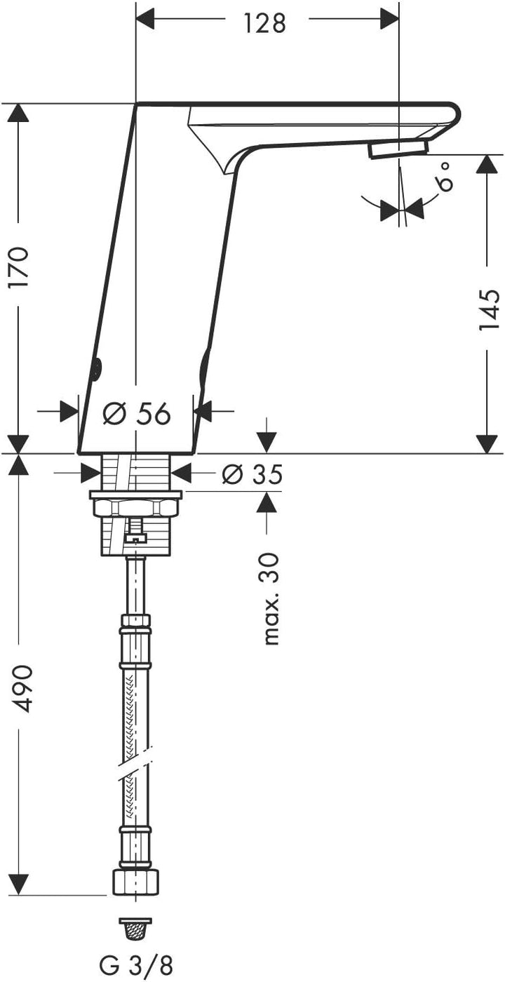 hansgrohe Wasserhahn Metris S Elektronik-Waschtischarmatur, Auslauf Höhe 150mm mit Temperaturregulie