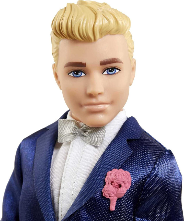 Barbie GTF36 - Ken Bräutigam-Puppe (blond, ca. 30 cm gross) mit Anzug und Schuhen, 5 Zubehörteile, S
