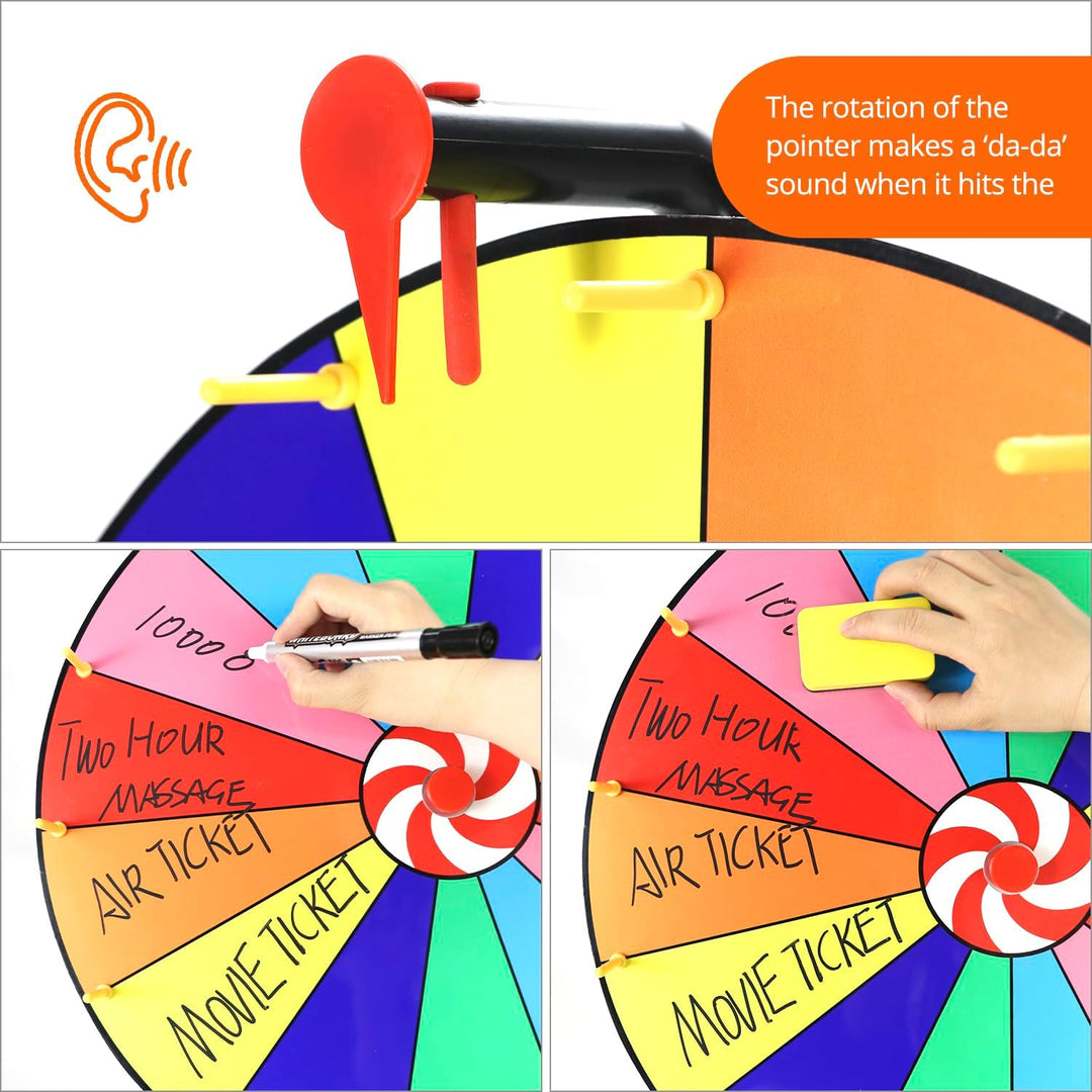 QWORK® 50 cm Gewinnrad Spielzeug mit 14 Steckplätze - Verstellbarer Stativständer 90-150 cm - für Lo