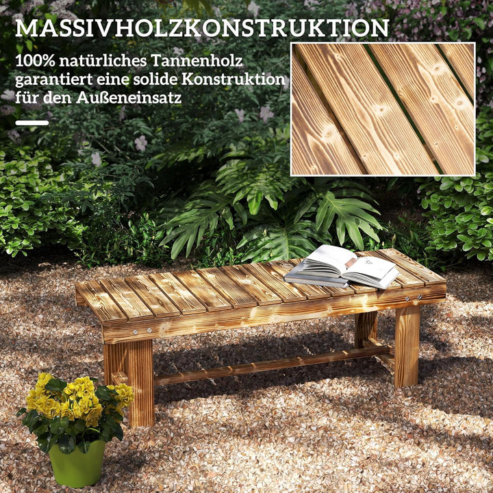 Outsunny Gartenbank, 2-Sitzer Holzbank, Sitzbank, Gartenmöbel, Rustikale Bank, Massivholz, Dunkelbra