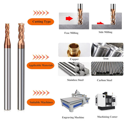 10mm Fräsende Mühle Wolframkarbid 4-Ausschnitt, 25mm Schneidlänge 2-Stücke TiSiN Beschichtung Vollha