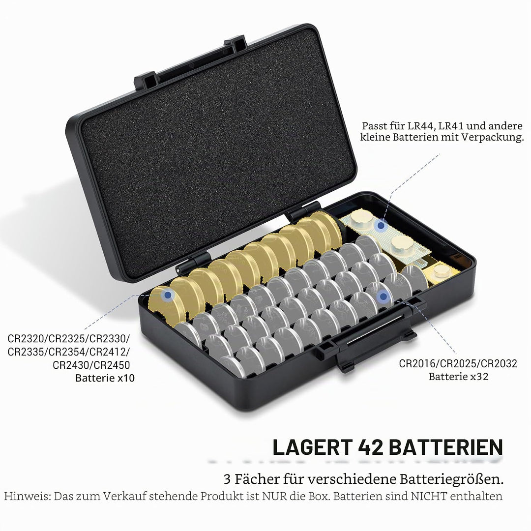 KIWIFOTOS Grosse Kapazität Upgrade Knopfzelle Batterie Aufbewahrung 42 Slots Batterien Aufbewahrungs