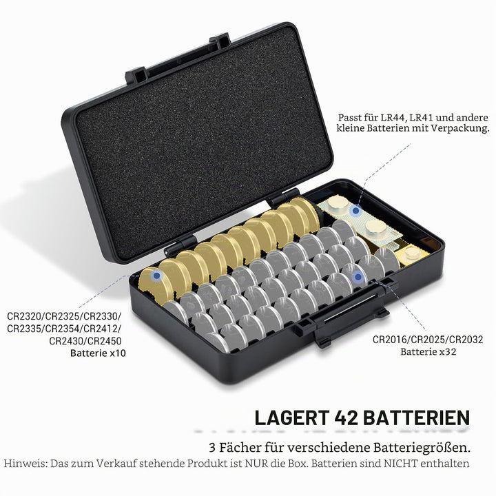 KIWIFOTOS Grosse Kapazität Upgrade Knopfzelle Batterie Aufbewahrung 42 Slots Batterien Aufbewahrungs