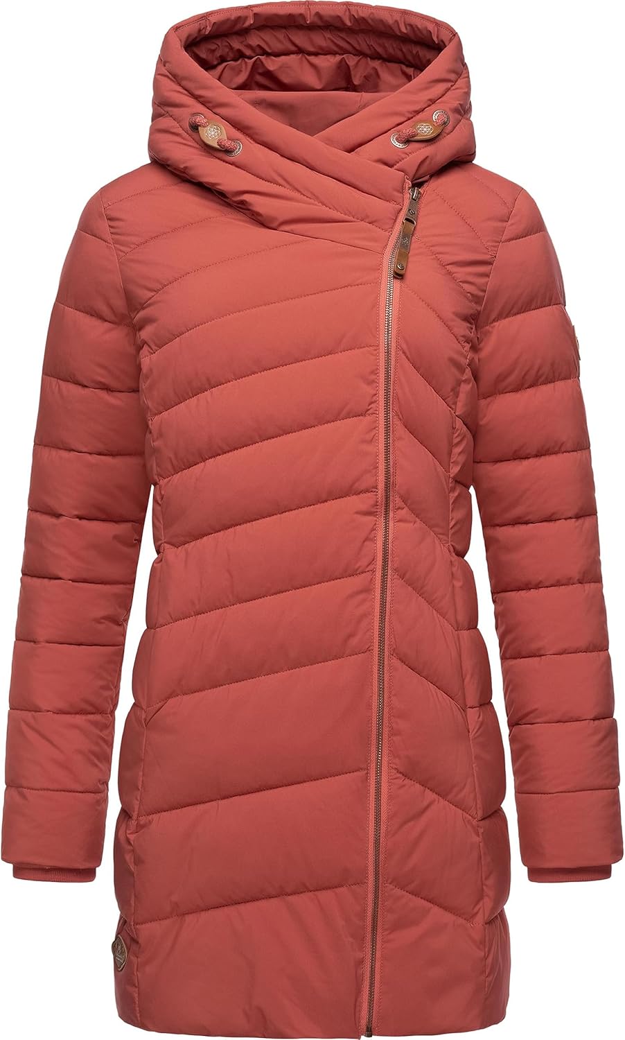 Ragwear Damen wasserdichter Regenmantel Wintermantel warm gefüttert Steppmantel lang mit Kapuze Teel