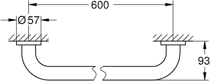 Grohe Wannengriff Essentials, 1 Stück, 40794001, 657 mm 657 mm (Stichmass 600 mm) Rund, 657 mm (Stic