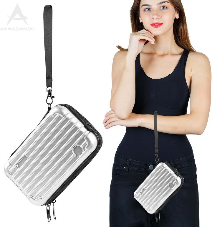 Mini Koffer Umhängetasche, Kleiner Koffertasche Handtasche Innentaschen Kosmetiktasche Hardcase mit