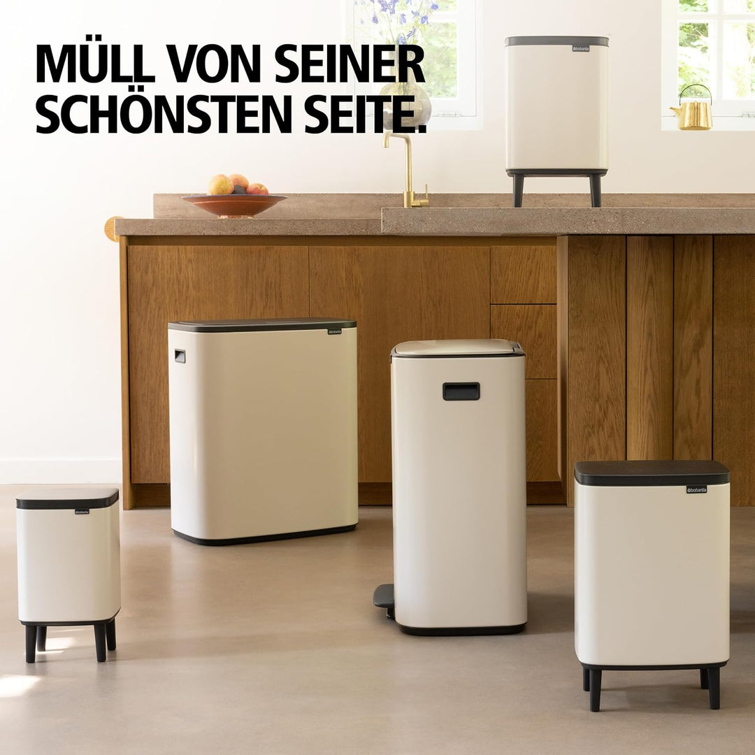 Brabantia Bo Hi Abfalleimer 7 l mit Soft-Close-Deckel, Abfallsammler mit herausnehmbarem Inneneimer