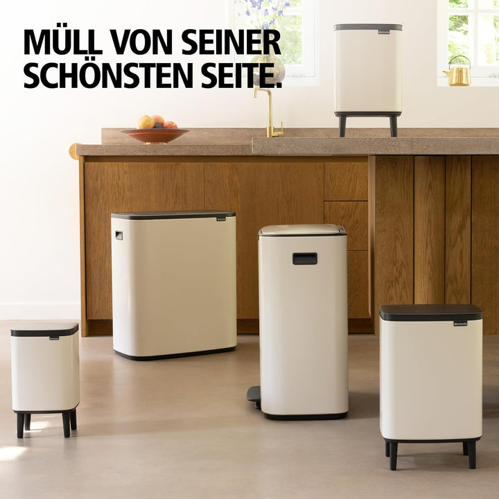 Brabantia Bo Hi Abfalleimer 7 l mit Soft-Close-Deckel, Abfallsammler mit herausnehmbarem Inneneimer