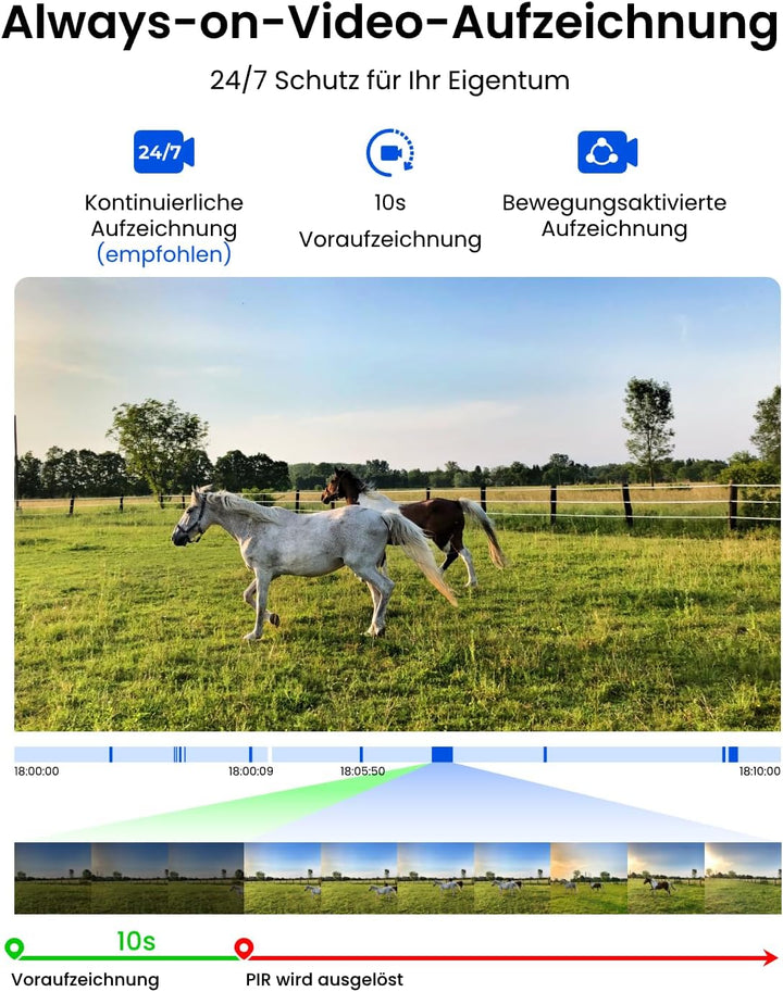 Reolink 4G LTE Überwachungskamera mit SIM Karte, 24/7-Aufzeichnung, 2K Kamera Outdoor Akku mit 30W S