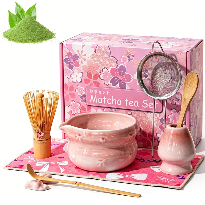 Matcha Set| Matcha Besen|Matcha Tea Set | Baumwoll-Teetuch, Matcha Whisk, Schaufel, Sieb, Matcha-Bes