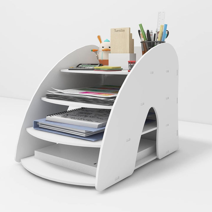 PUNCIA Dokumentenablage A4 Briefablage 4 Ablagefächer PVC Schreibtisch Datei Organizer Papierablage