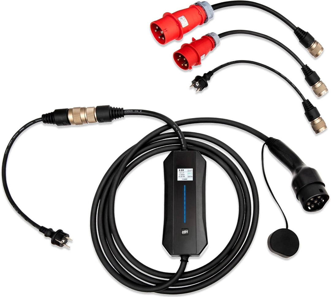 Teison Mobile Wallbox Ladestation für EV Elektroautos mit Automatischer Adaptererkennung - 22kW / 11