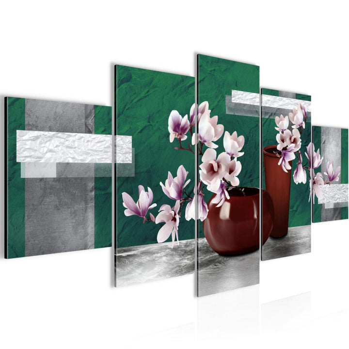 Runa Art Wandbilder Blumen Abstrakt 5 Teilig Bild auf Vlies Leinwand Deko Wohnzimmer Blumenvase Türk