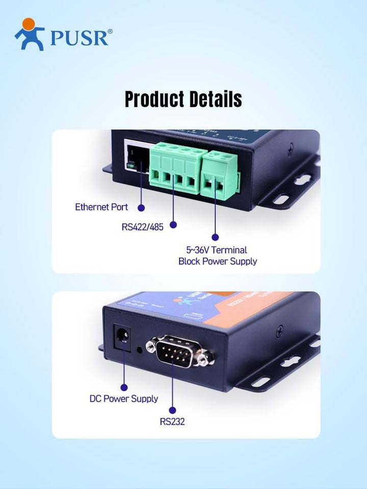 PUSR TCP232-306 RS232 RS485 RS422 zu Ethernet TCP IP Modbus Gateway Seriell Gerät Server Seriell zu
