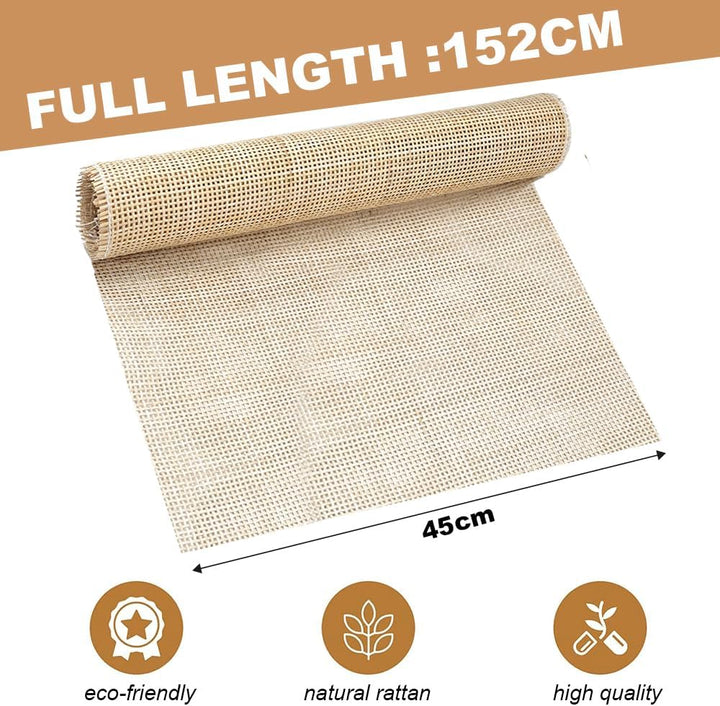 Kleemeiero Rattan-Gurtband 45 x 152cm Cane Webbing Roll Natürliche Geweberolle Gewebtes Offenes Gefl
