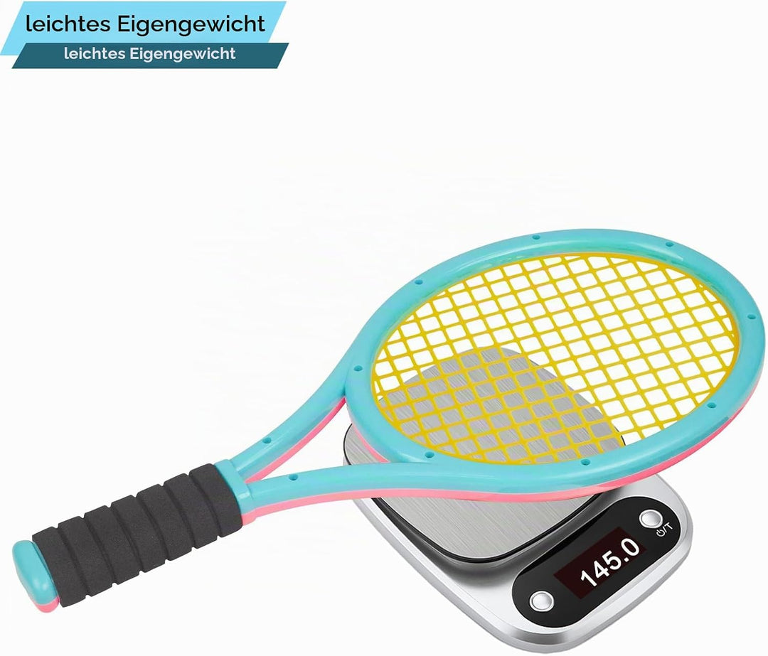 Kinder Tennisschläger Set mit Tasche – 2-in-1 Tennisschläger &amp; Badmintonschläger, 4 Schaumbälle + 6