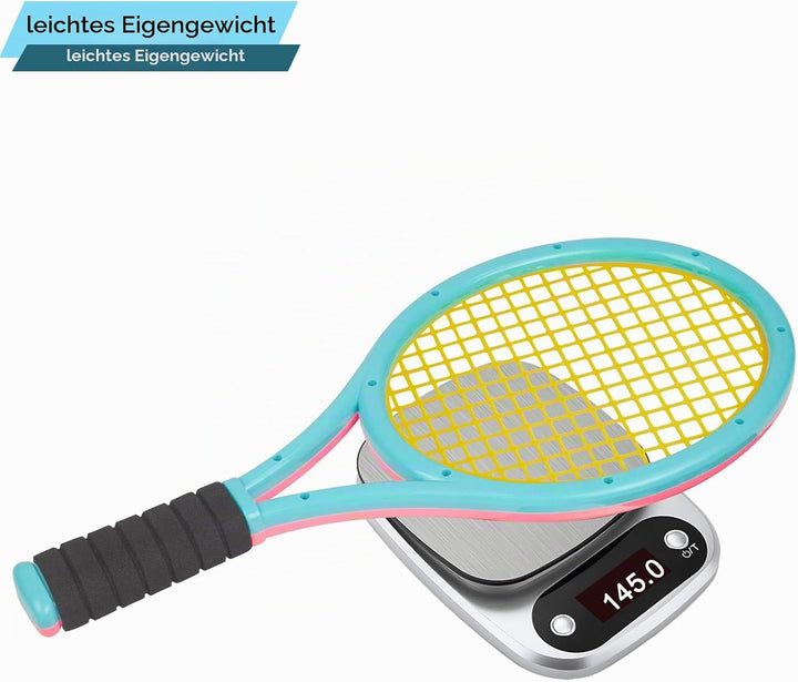 Kinder Tennisschläger Set mit Tasche – 2-in-1 Tennisschläger &amp; Badmintonschläger, 4 Schaumbälle + 6