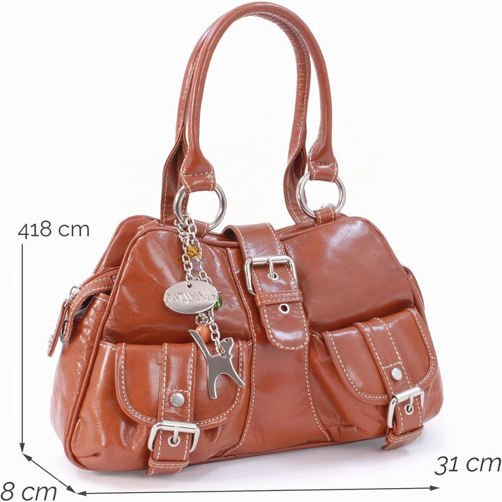 Catwalk Collection Handbags - Leder - Umhängetasche/Henkeltasche - Handtasche mit Schultergurt/Schul