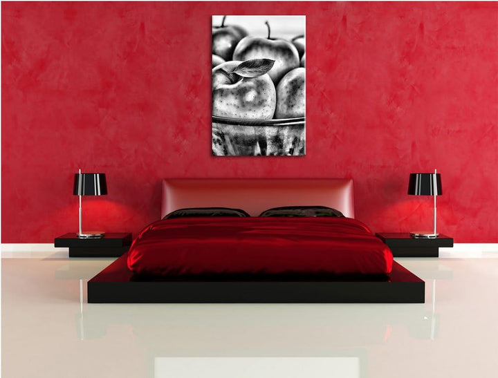 Pixxprint Apfel Schale mit grünen Äpfeln als Leinwandbild/Grösse: 100x70 cm/Wandbild/Kunstdruck/fert