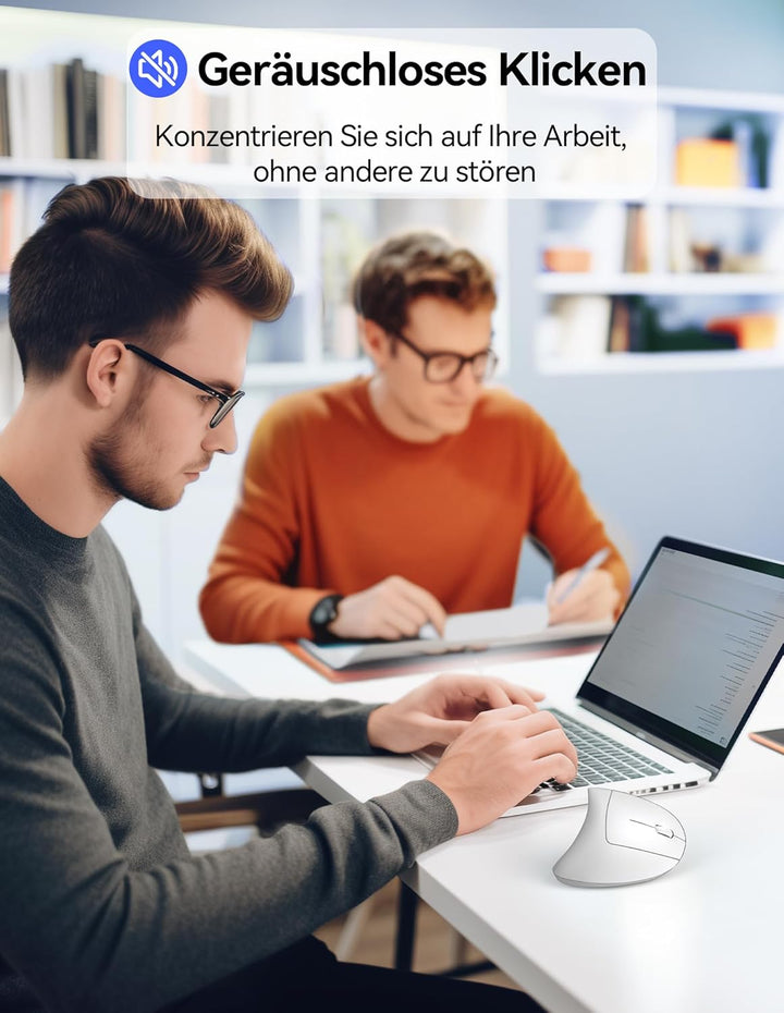 TECKNET Wiederaufladbar Ergonomische Maus Kabellos, 2.4G Optische Vertikale Maus Ergonomisch, 5 Eins