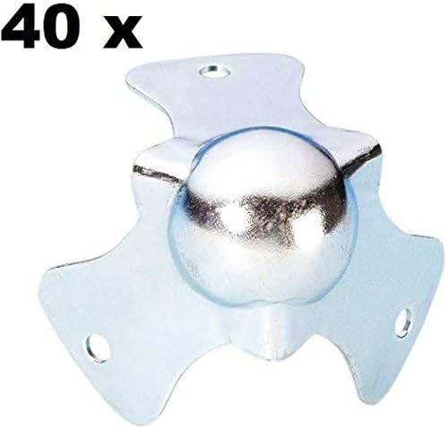 40x Adam Hall 4115 - Kugelecken klein 44 mm hoch, Stahl verzinkt, Kugel-Ecke