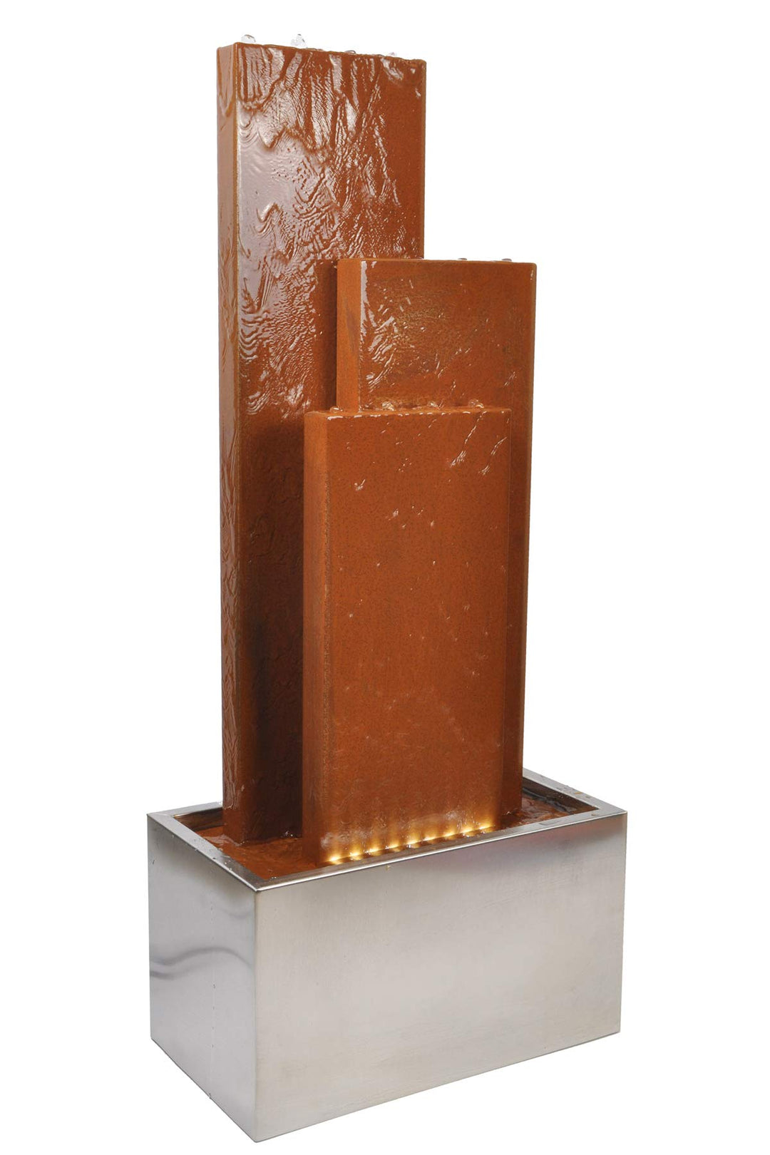 Köhko® Springbrunnen Chile Höhe 104 cm mit LED-Beleuchtung und 3 Wasserwänden aus Cortenstahl und Ed