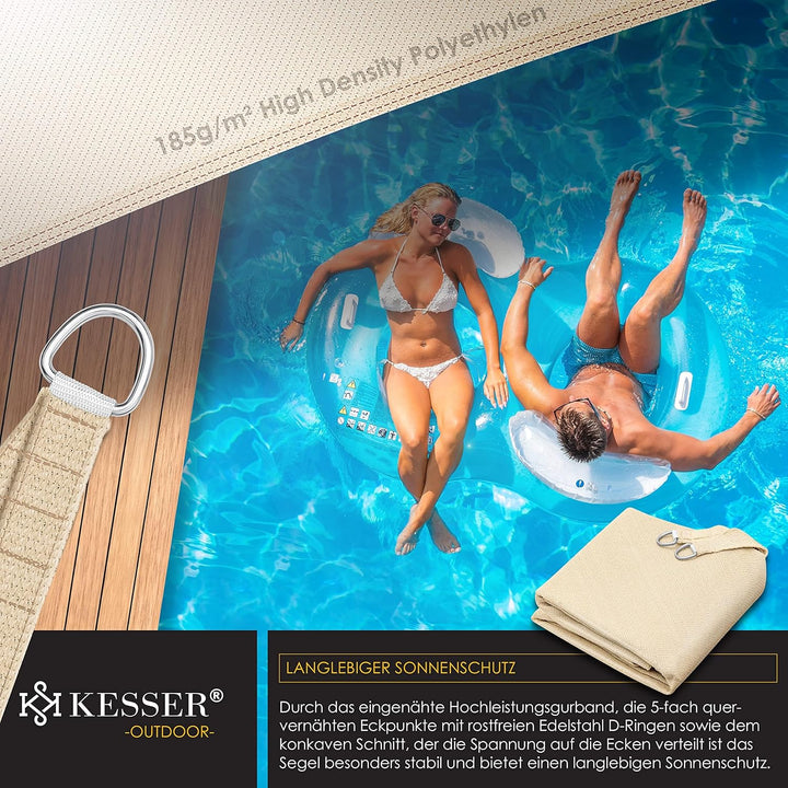 KESSER® Sonnensegel Sonnenschutz Windschutz | HDPE Gewebe | wasserabweisend & windabweisend | Dreiec