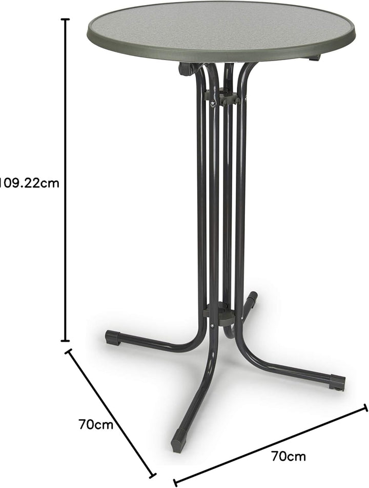 BeFair Stehtisch Klappbar Anthrazit Ø 70 cm Rund Nico - Stabiler Partytisch in Höhe 110 cm mit 4 pra