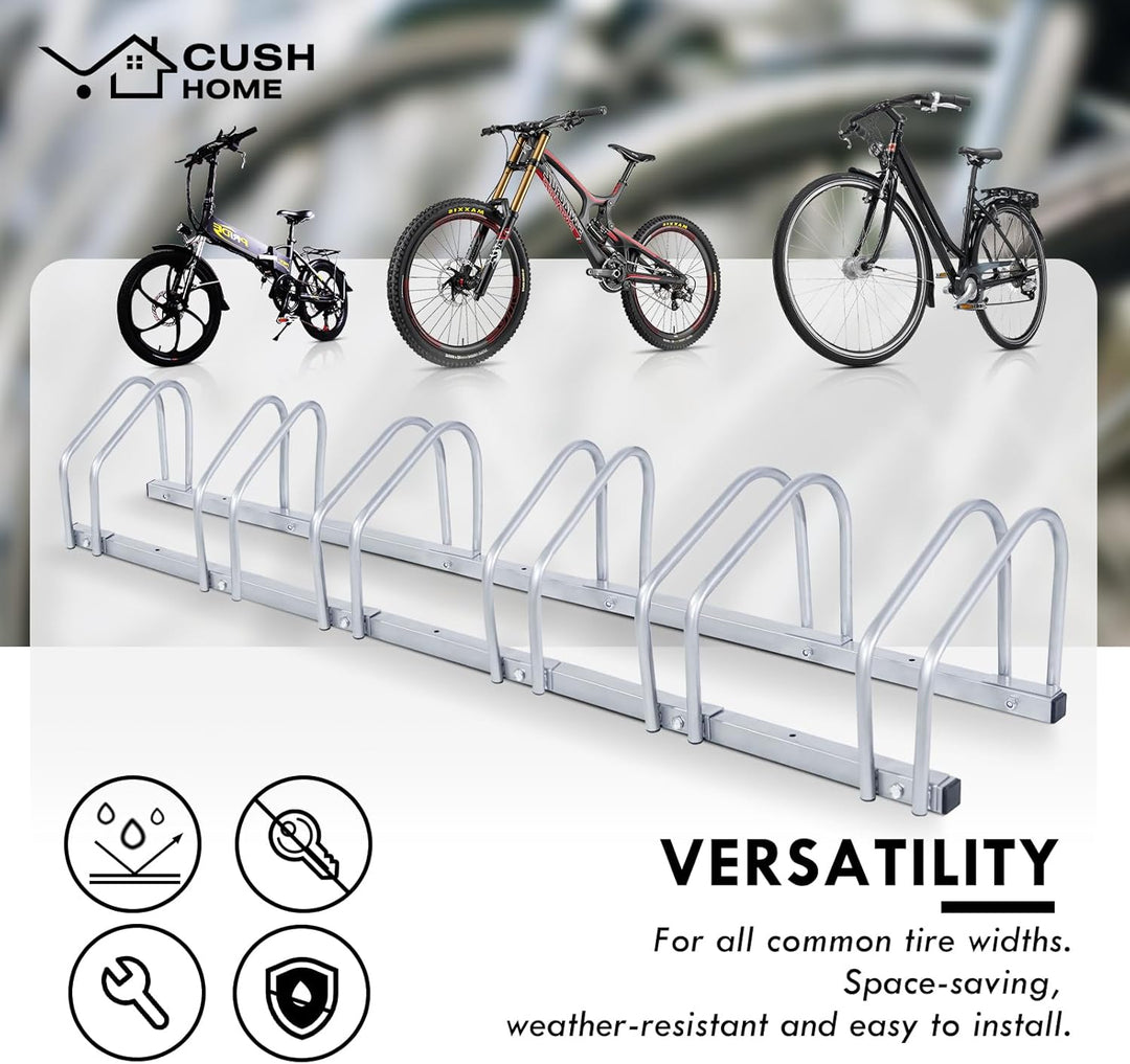 CCLIFE Fahrradständer Boden für 6 Fahrräder mit Reifenbreiten bis 55 mm Eisen Fahrradhalter 160 x 32