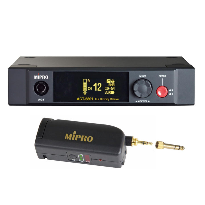 Mipro ACT-5801 Digitaler Drahtloser 1-Kanalempfänger 5,8 GHz + MT-58 Anstecksender für Instrumente