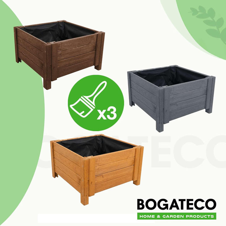 BOGATECO Pflanzkasten Pflanzkübel aus Holz | 30 x 38 cm | Anthrazit | Blumen-Topf Perfekt für Garten