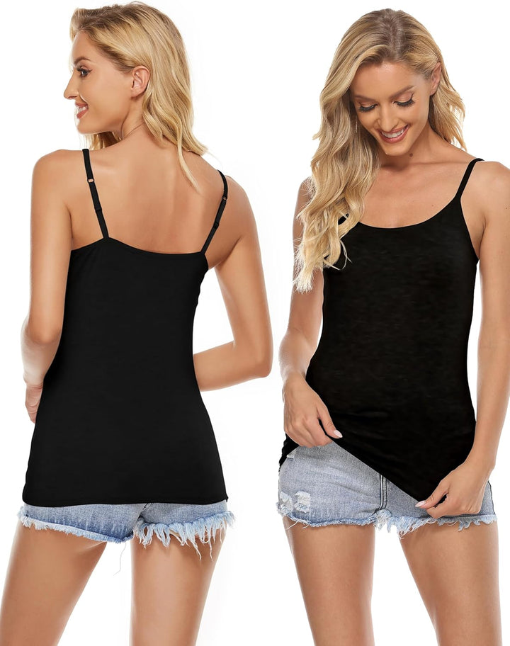 BQTQ 3 Stück Unterhemd Damen Basic Tank Top Ärmelloses Camisole Spaghettiträger Top mit Verstellbare