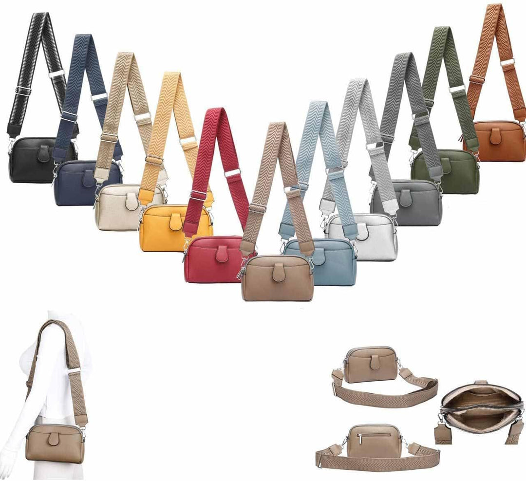 OBC Damen Tasche Crossbody Umhängetasche Bodybag Schultertasche Metallic Handytasche Crossover Kunst