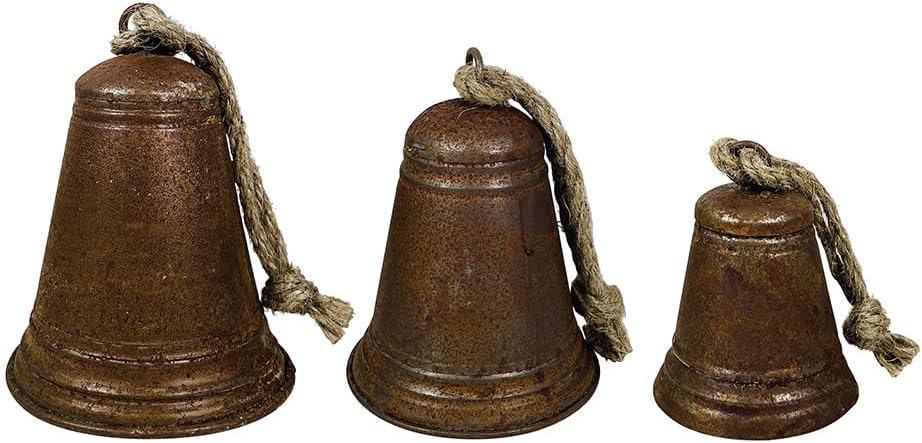 zeitzone Glocken-Set Zink Rostig Weihnachtsglocke 3 Stück Weihnachtsdeko
