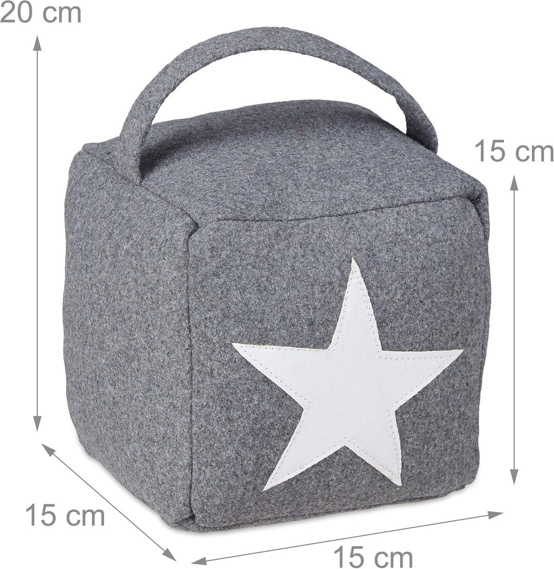 Relaxdays 2er Set Türstopper Stern, Türpuffer Stoff, Türsack Boden, hoch, mit Griff, dekorativ, HxBx
