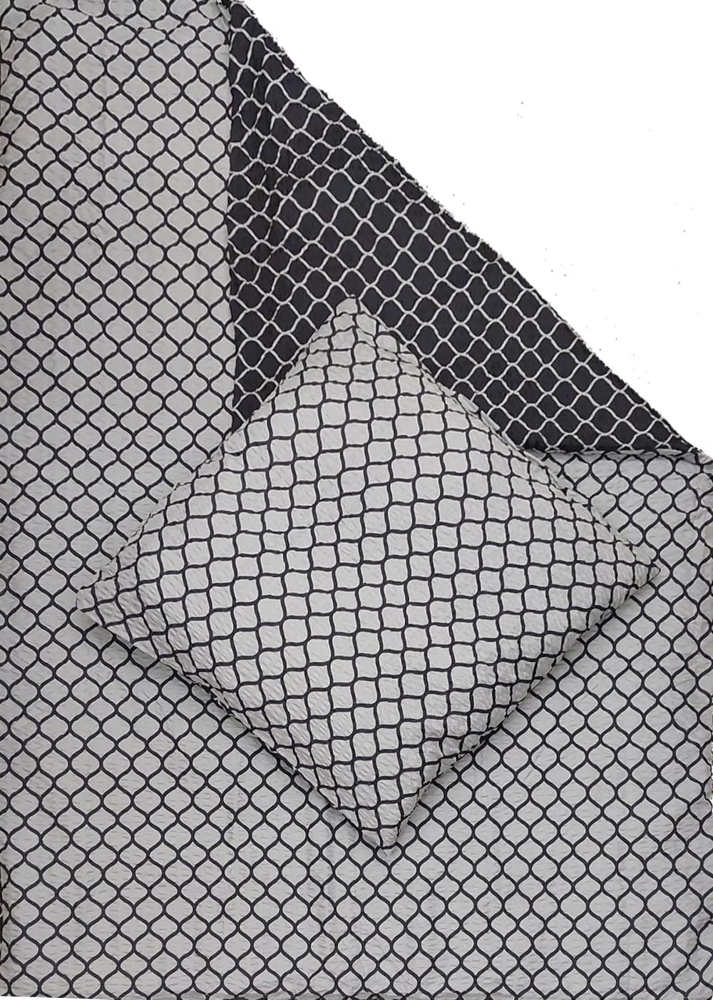 4-TLG. Seersucker Wende Bettwäsche 2X (135x200 +80x80cm), dunkelgrau Silbergrau, bügelfrei, Microfas
