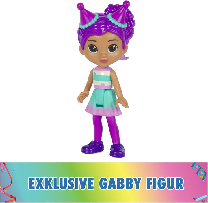 DREAMWORKS GABBY'S DOLLHOUSE - Party-Figuren Geschenkset, Party Gabby mit 6 Katzen-Figuren im festli