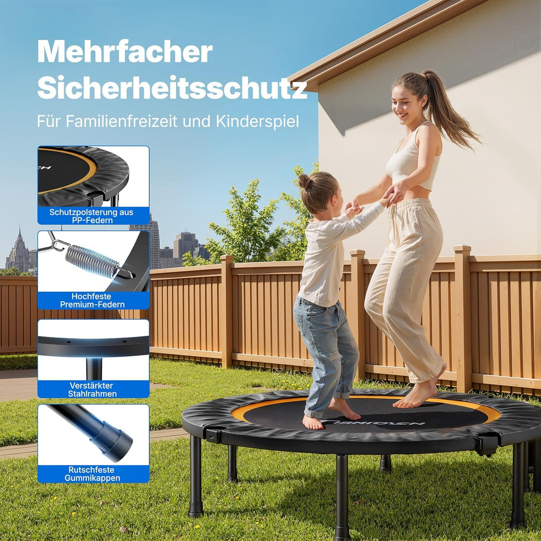 MERACH Mini Trampolin - 102cm/122cm Fitness Trampolin Faltbar, Maximale Belastung 150 KG, Trampoline