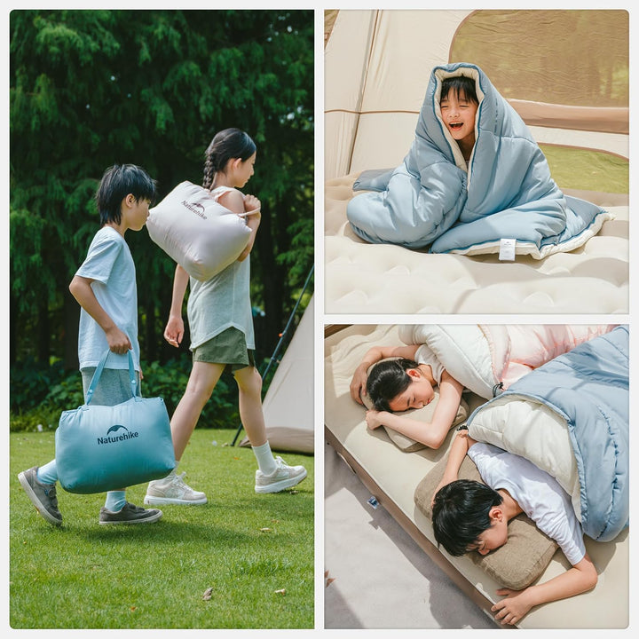 Naturehike Kinder Schlafsack Outdoor 3-Jahreszeiten Warm, 180 g/m² und 300 g/m² Füllstoff, Verlänger