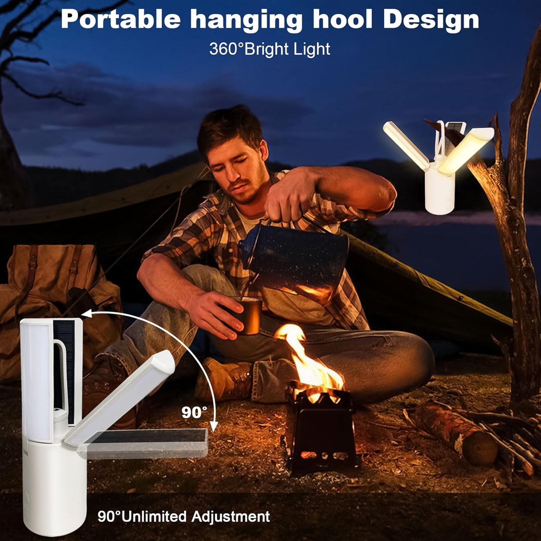 Wholede LED Campinglampe, 8000mAh Multifunktional Camping Laternen Dimmbar mit USB/Solar wiederaufla