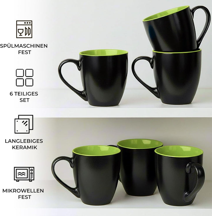 MIAMIO - 6 x 350 ml Kaffeetassen/Kaffeebecher Set - Tassen Set 6er Modern - Le Papillon Kollektion (