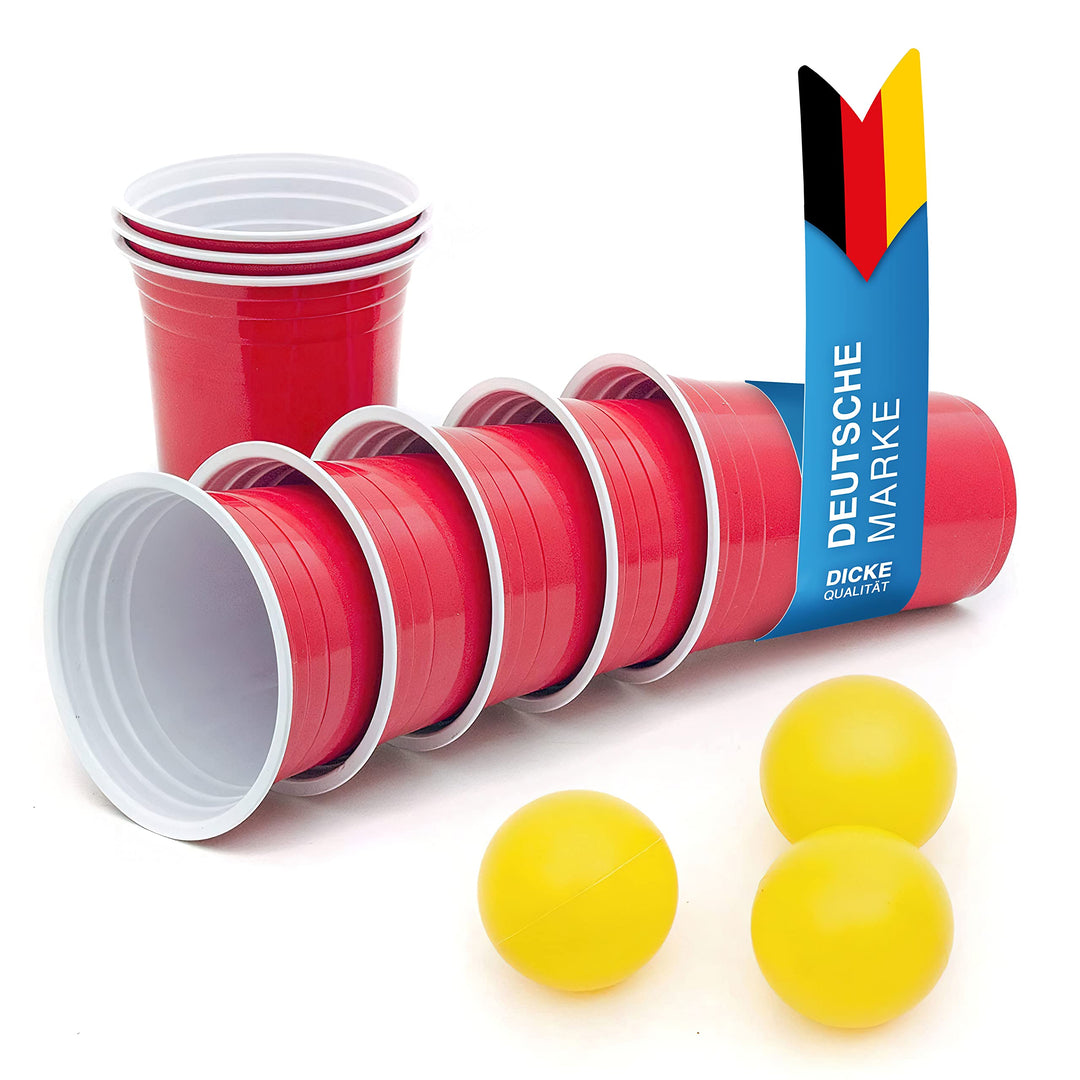 100 Stück Rote Partybecher; Wiederverwendbare Getränkebecher Red Cups Beer-Pong Saufbecher Trinkbech