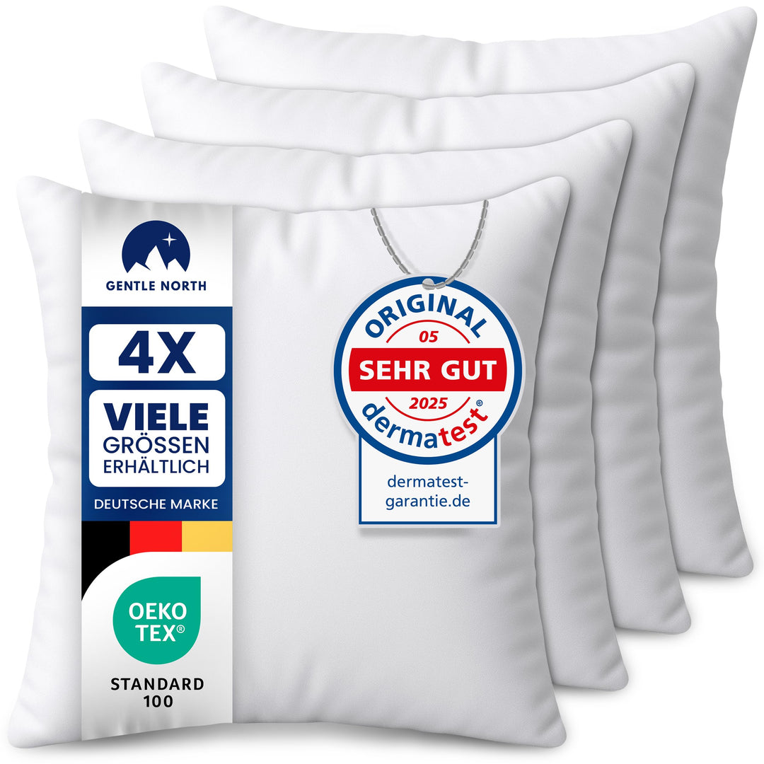 Gentle North Kopfkissen (40x40 cm gross) - 4er Set Kissen für Bett und als Dekokissen - Mit Reissver